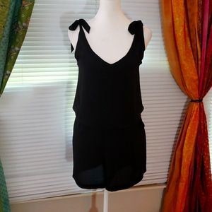 Boohoo Black Bow Strap Jumpsuit